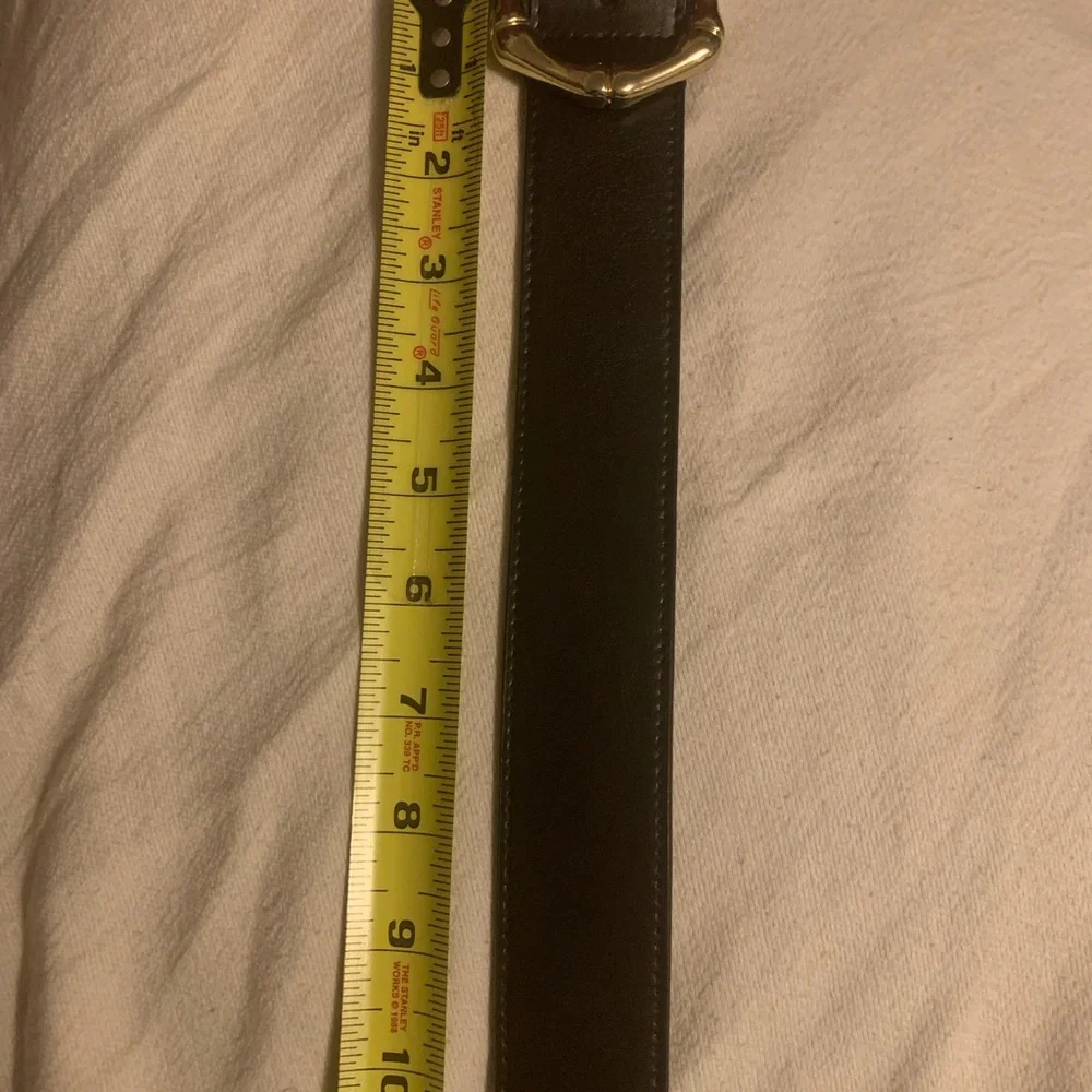 ✨⚡️💥Talbots Women Belt Size S Black Leather Exterior Gold Bamboo Buckle - Picture 8 of 11